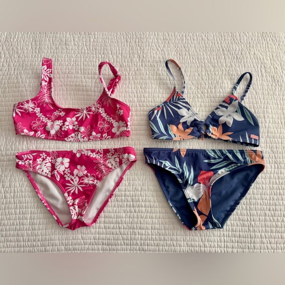 Roxy Kids Swim Bikinis - Pink and Blue Floral - Picture 1 of 1